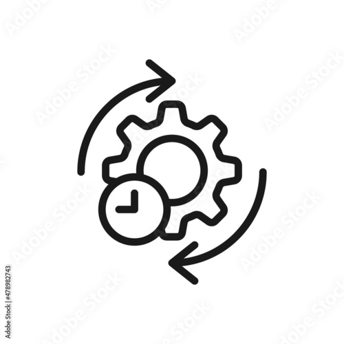 Agile process line icon. Gear and arrow. vector illustration