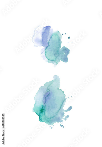 Purple watercolor spots for background - decoration for packaging, cards, office supplies - trend color