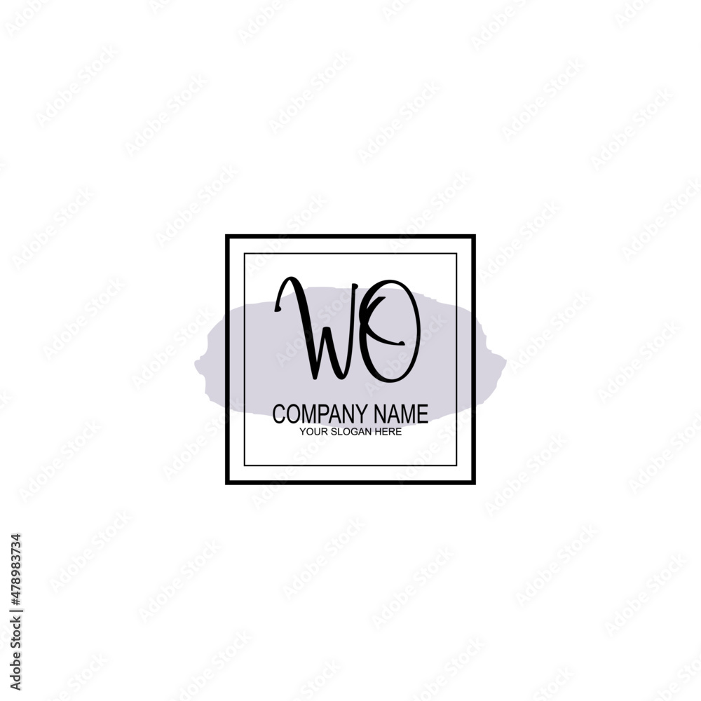 Letter WO minimalist wedding monogram vector Letter WO minimalist wedding monogram vector