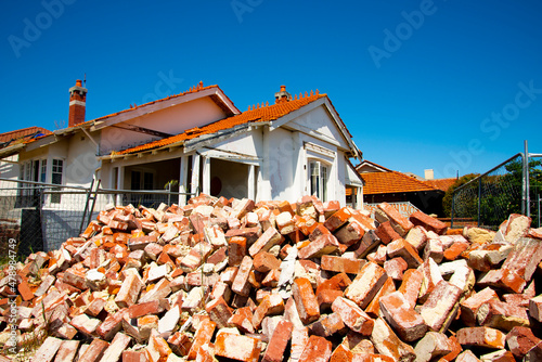 Картината върху платно Residential House marked for Demolition