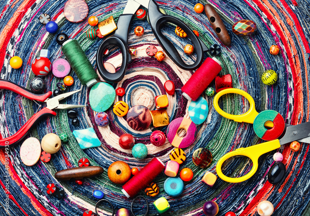 Fototapeta premium Various multicolored beads.