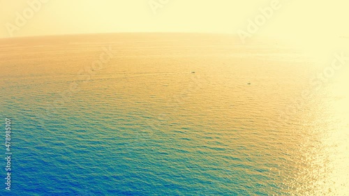  Flight motion over the sea.  Ligurian coast.  Destination summer vacation. Aerial view.