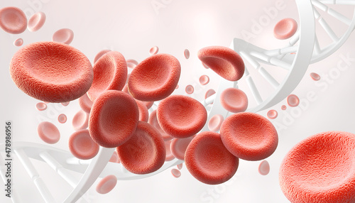 3d illustration of human red blood cells isolated on white background, concept for medical health care.