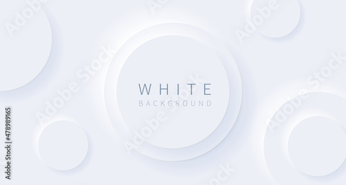 White background banner with circles. 