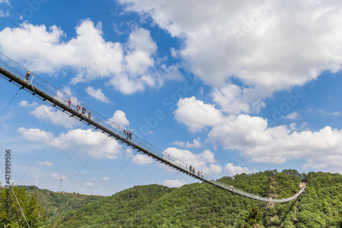 Geierlay suspension bridge in the mountains near Morsdorf, Germany