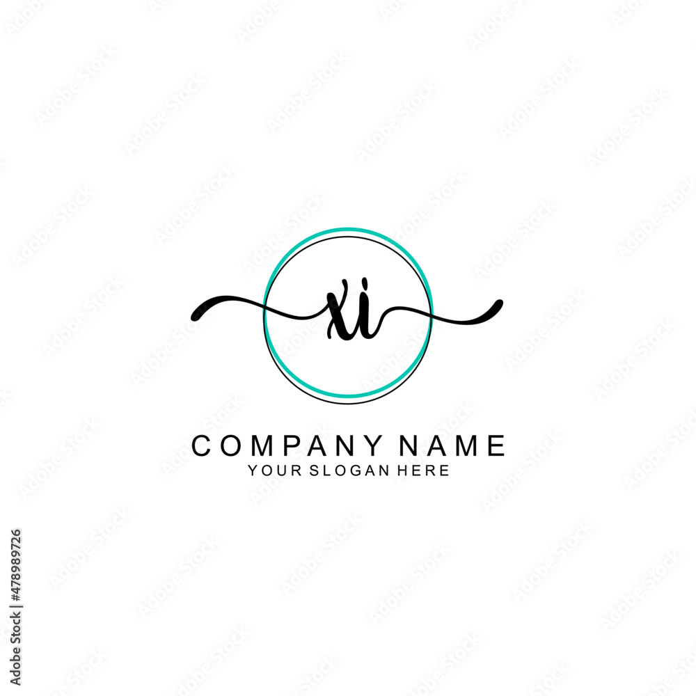 XI Initial handwriting logo with circle hand drawn template vector XI Initial handwriting logo with circle hand drawn template vector