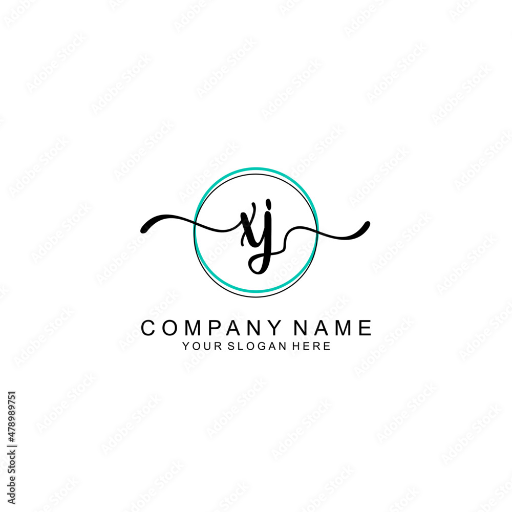 XJ Initial handwriting logo with circle hand drawn template vector XJ Initial handwriting logo with circle hand drawn template vector