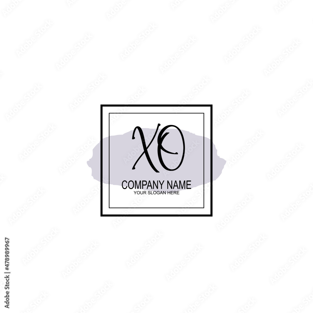 Letter XO minimalist wedding monogram vector