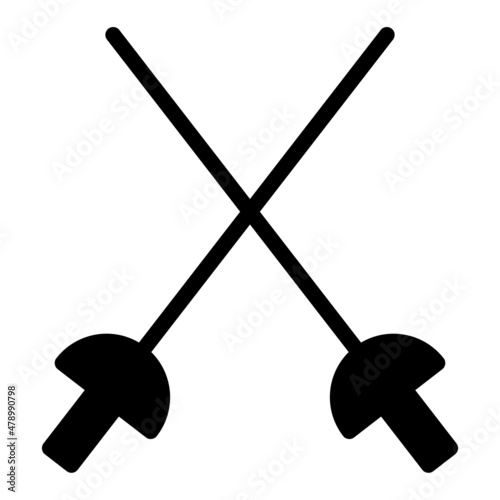fencing sports icon logo solid style