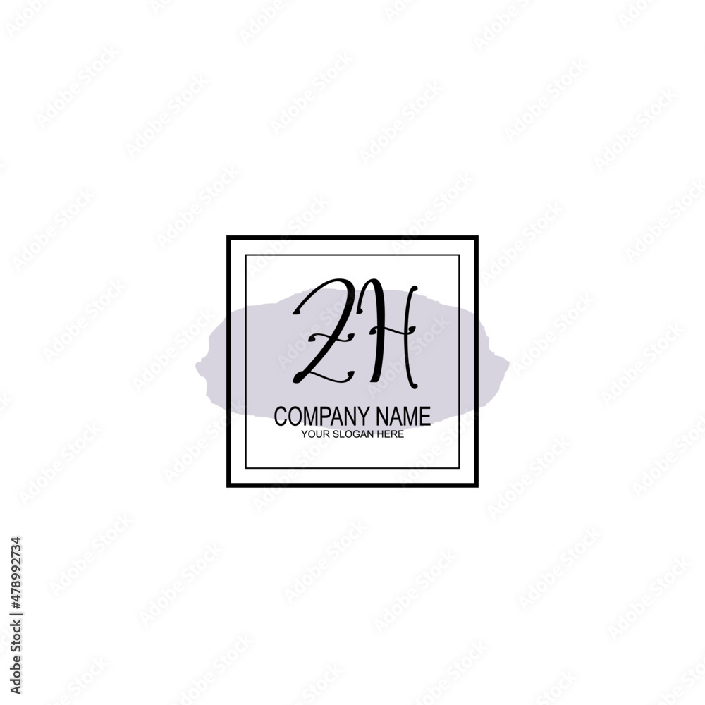 Letter ZH minimalist wedding monogram vector