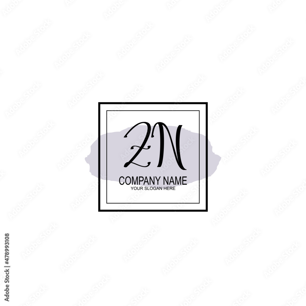 Letter ZN minimalist wedding monogram vector