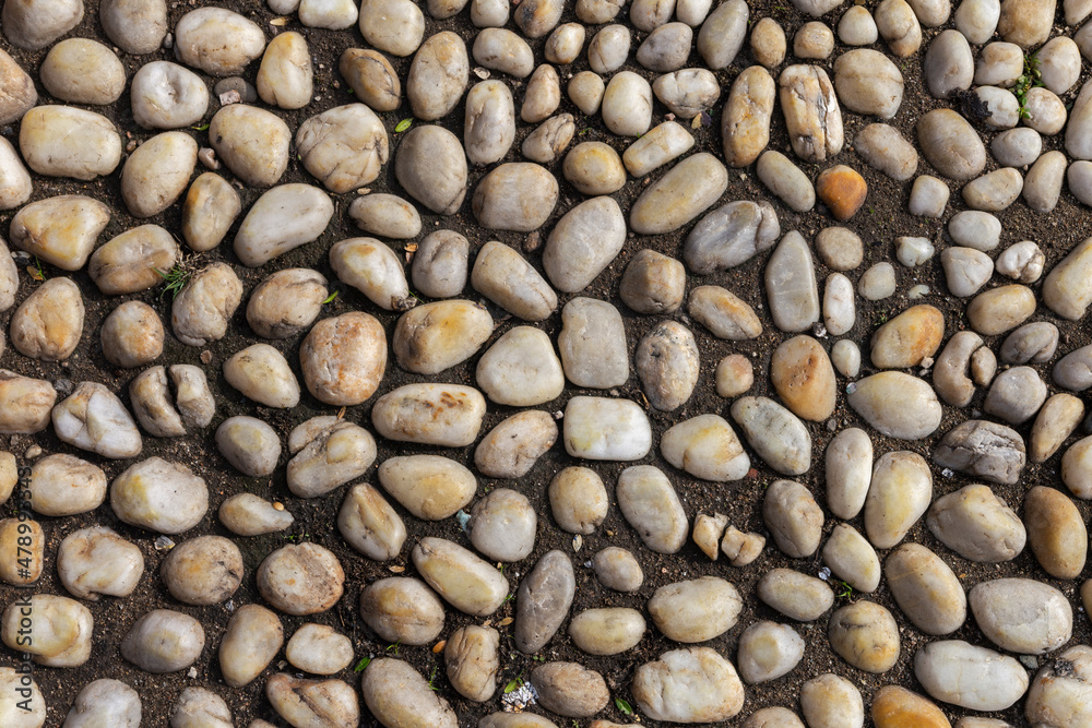 perpendicular view of a pavement of white river pebbles perpendicular view of a pavement of white river pebbles