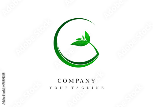 Letter G combination leaf green
