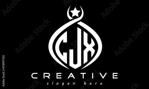 CJX three letters monogram curved oval initial logo design, geometric minimalist modern business shape creative logo, vector template