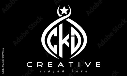 CKD three letters monogram curved oval initial logo design, geometric minimalist modern business shape creative logo, vector template