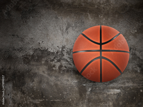 Basketball on isolated on old cement wall background. top view © Retouch man