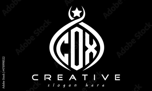 COX three letters monogram curved oval initial logo design, geometric minimalist modern business shape creative logo, vector template