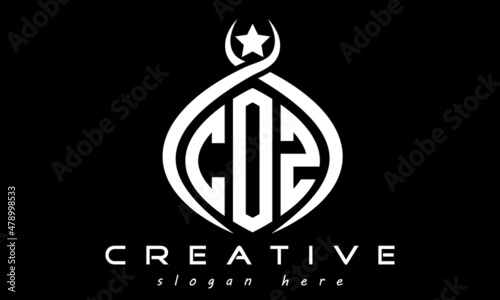 COZ three letters monogram curved oval initial logo design, geometric minimalist modern business shape creative logo, vector template