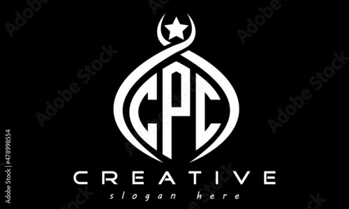 CPC three letters monogram curved oval initial logo design, geometric minimalist modern business shape creative logo, vector template