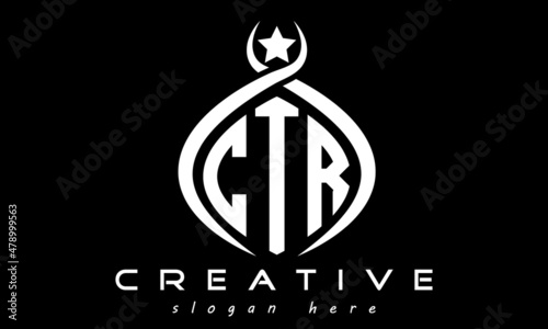 CTR three letters monogram curved oval initial logo design, geometric minimalist modern business shape creative logo, vector template