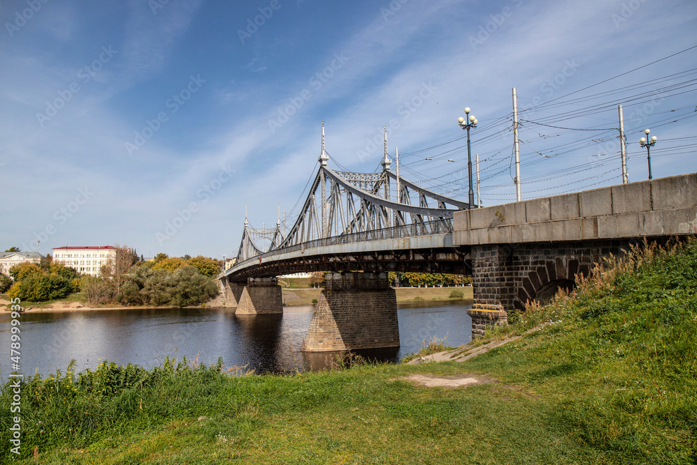 Old Volzhsky bridge across the Volga in Tver, September 2020 Old Volzhsky bridge across the Volga in Tver, September 2020