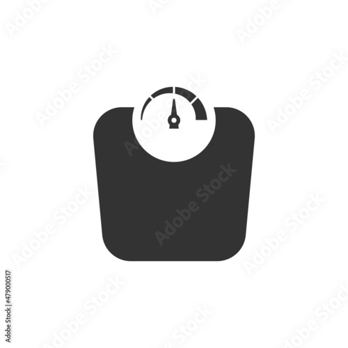 Bathroom weight scale icon in flat style. Mass measurement vector illustration on isolated background. Overweight sign business concept.