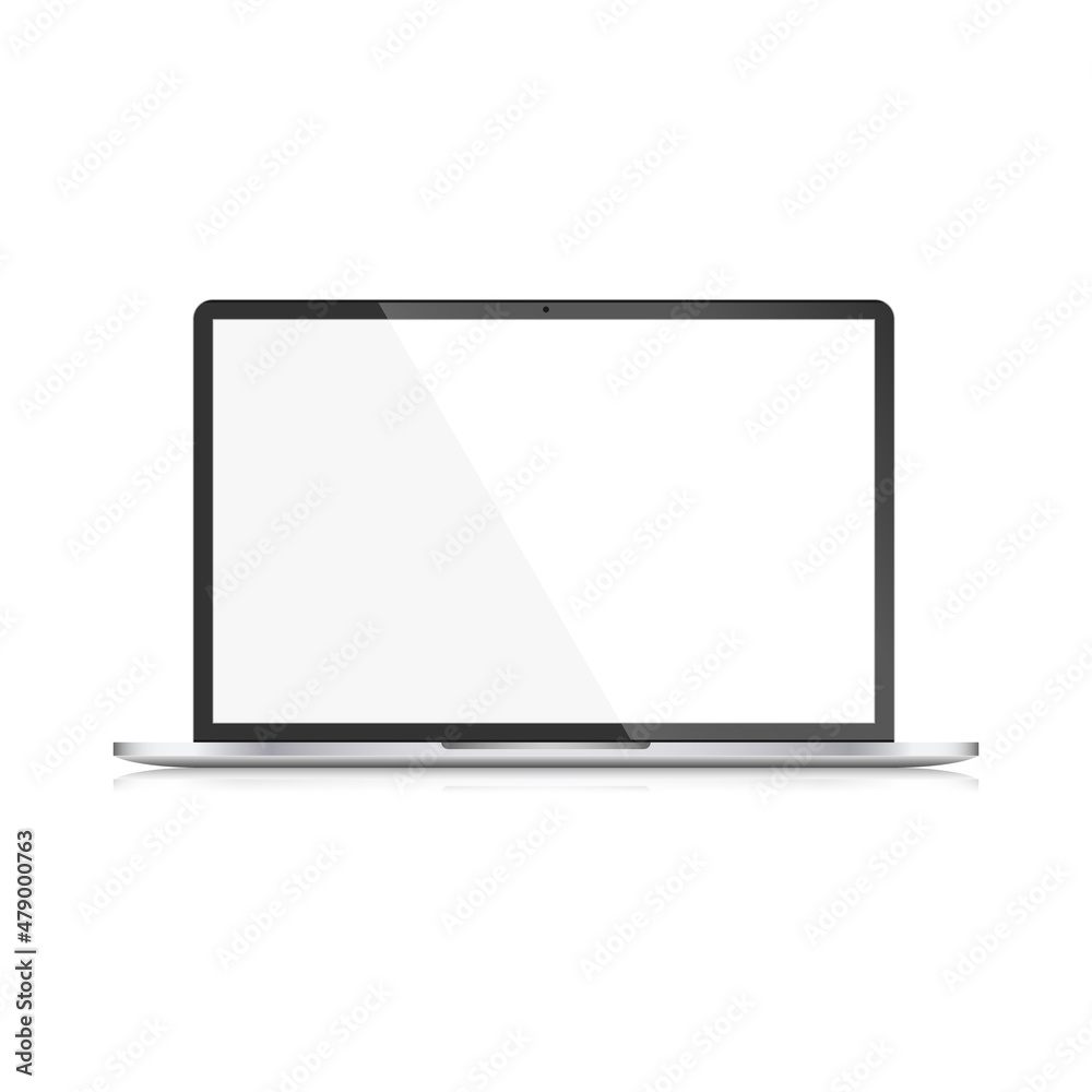 Realistic laptop with blank screen icon in flat style. Computer display vector illustration on isolated background. Monitor sign business concept.