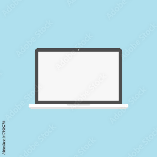 Laptop with blank screen icon in flat style. Computer display vector illustration on isolated background. Monitor sign business concept.
