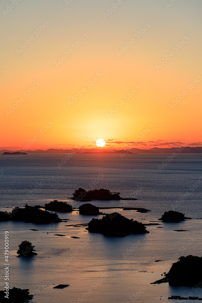 石岳展望台から見た九十九島の夕日　長崎県佐世保市　Sunset on Kujukushima seen from Ishidake Observatory. Nagaki-ken Sasebo city