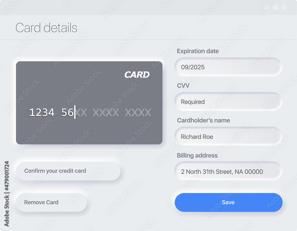 Cart Payment Methods Design Layout. UI,UX Vector Template Cart Payment Methods Design Layout. UI,UX Vector Template