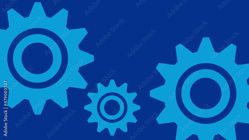 Abstract gear shape on blue background