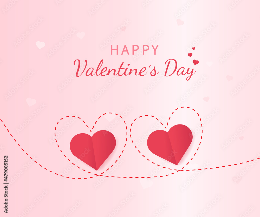 Happy Valentine's Day greeting card with paper cut hearts. Copy with space for text. Design for banners, flyers, postcards. Vector illustration Happy Valentine's Day greeting card with paper cut hearts. Copy with space for text. Design for banners, flyers, postcards. Vector illustration