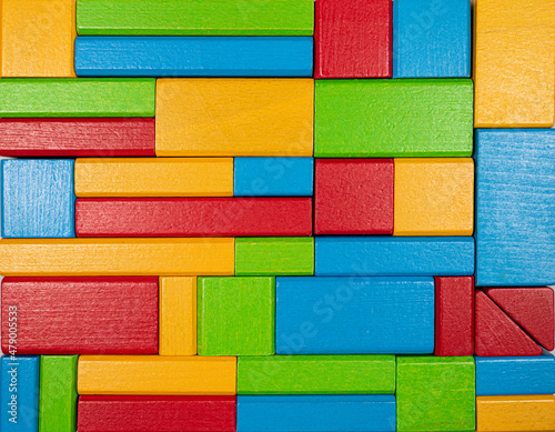 colorful background made of wooden toy blocks