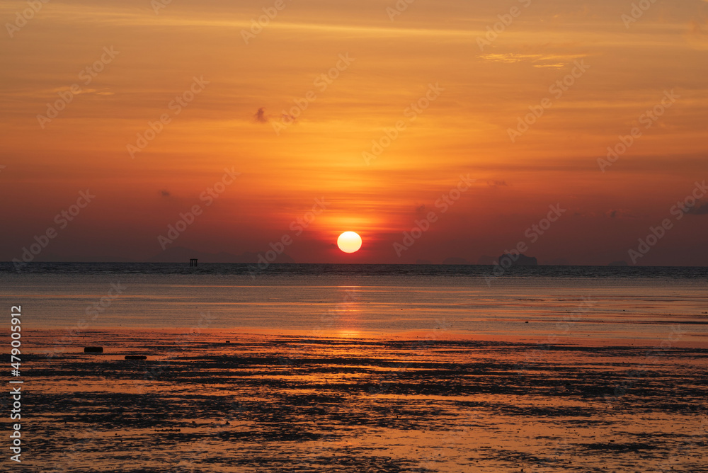 Scene of beautiful sunrise over the sea