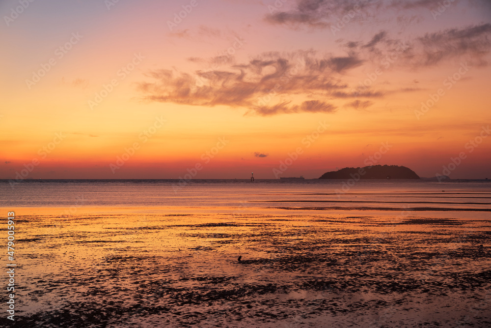 Scene of beautiful orange sky before sunrise Scene of beautiful orange sky before sunrise