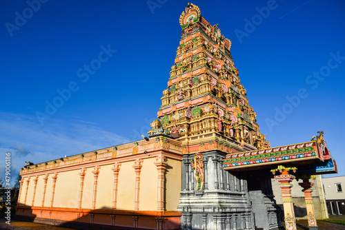 Den Helder, the Netherlands. December 2021. The colorful ornaments and decorations of a Hindu temple
