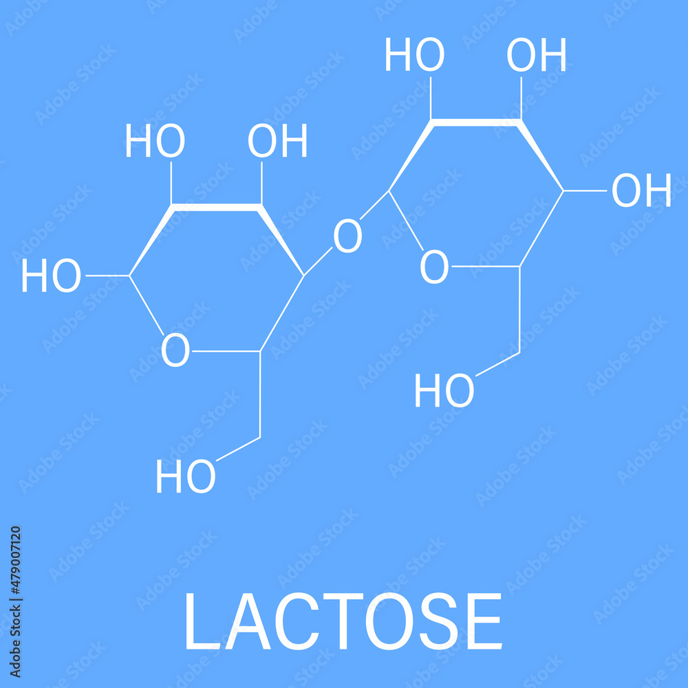 Fototapeta premium Lactose milk sugar molecule. Skeletal formula.