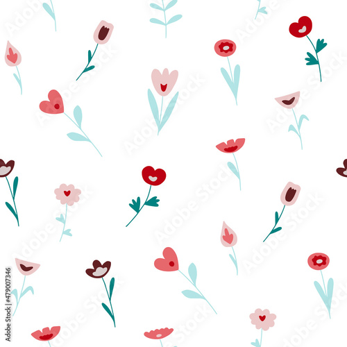 vector illustration with colorful plants, pattern. for fabric, packaging, textile, wallpaper, apparel.