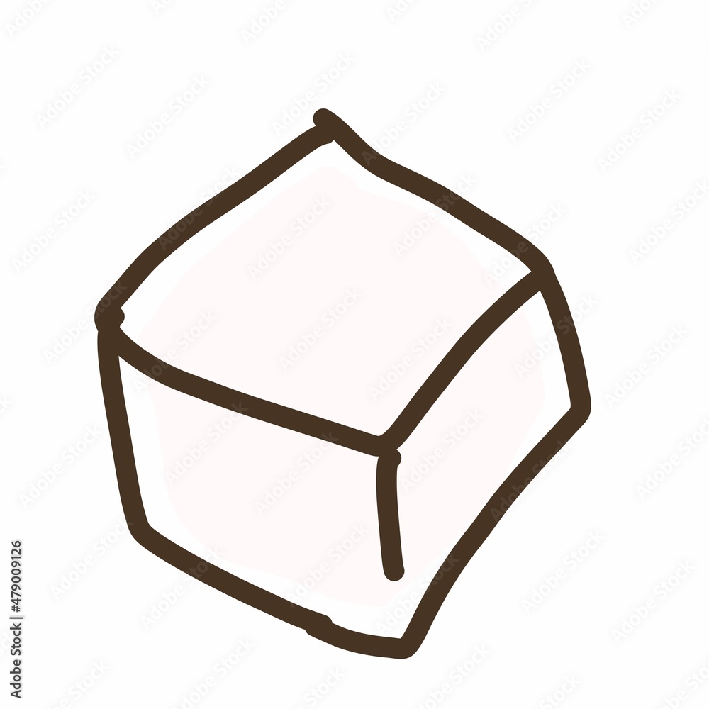 Doodle-like hand-painted tofu illustration