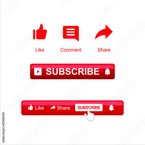 YOUTUBE SUBSCRIBE INTERFACE BUTTON WITH A WHITE BACKGROUND