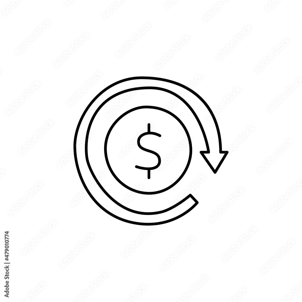 Money flow Icon in black line style icon, style isolated on white background Money flow Icon in black line style icon, style isolated on white background