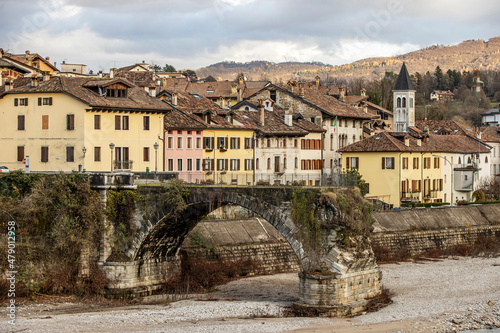 Colorful houses of beautiful Belluno town in Veneto province, northern Italy