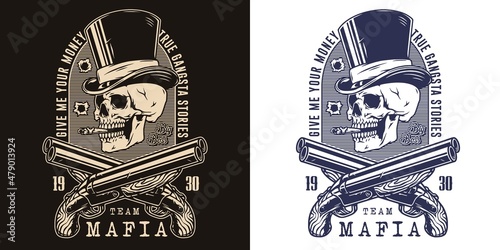 Skeleton and rifles vintage logotype