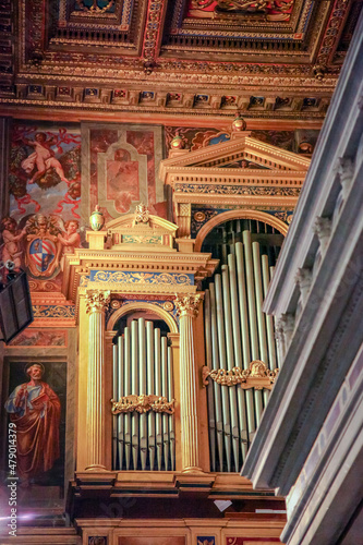 Interiors of the Basilica of Santa Maria in Trastevere.