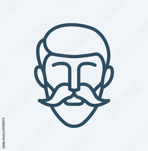 Icon of man with beard and mustache. Hipster line illustration