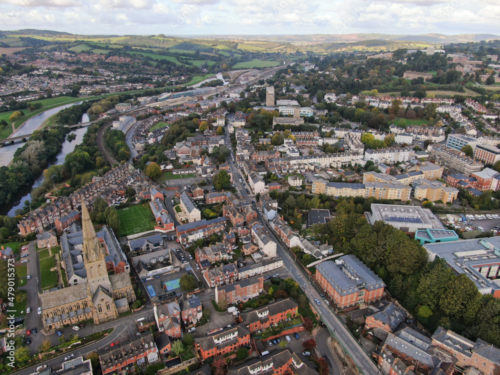 Obraz premium an aerial view of the centre of Exeter City 