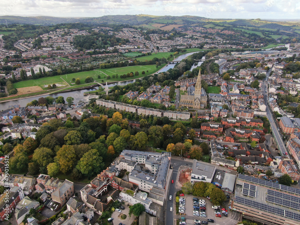 an aerial view of the centre of Exeter City 