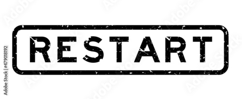 Grunge black restart word square rubber seal stamp on white background photo