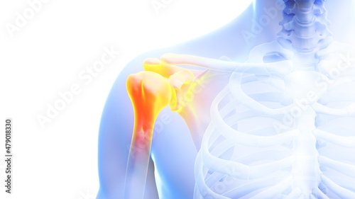 3d rendered illustration of a painful shoulder photo