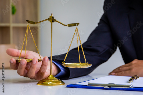 Men's Business Consulting and Male Lawyers or consulting judges, having team meetings with clients, good service cooperation, legal concepts and legal services.